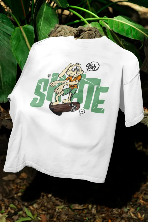 Lazy Skater Bunny Oversized T-Shirt