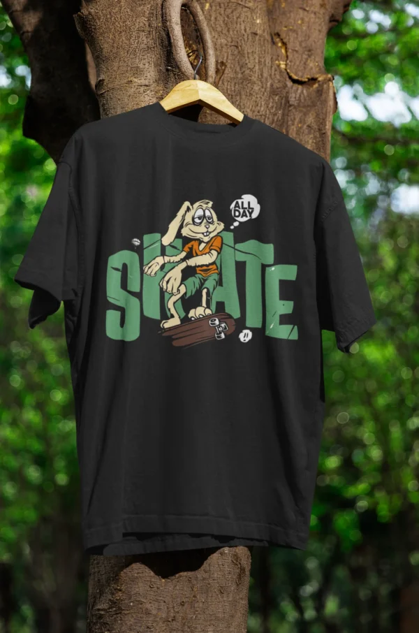 Lazy Skater Bunny Oversized T-Shirt - Image 4