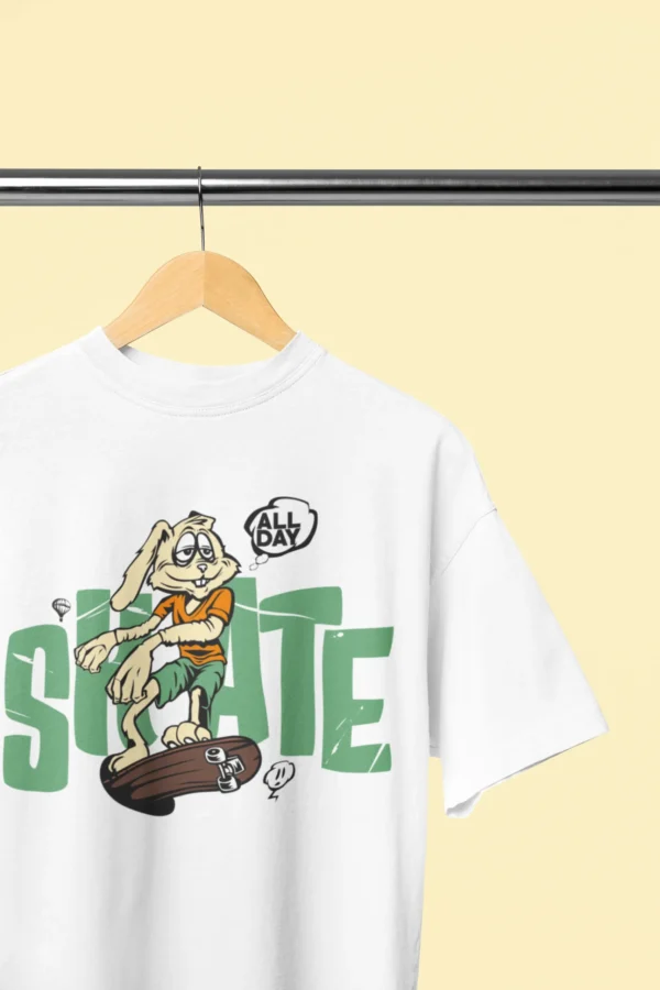 Lazy Skater Bunny Oversized T-Shirt - Image 3