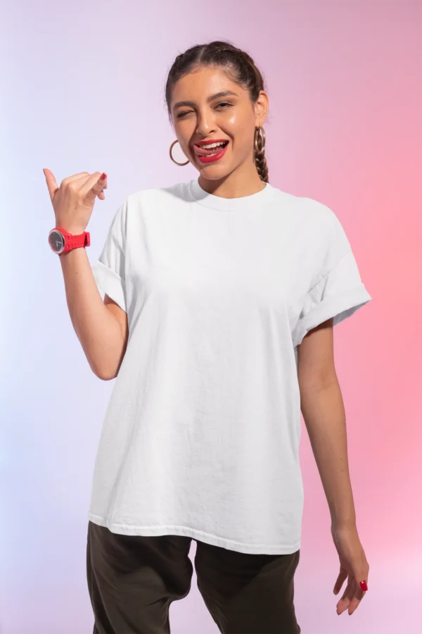 White Regular Fit T-Shirt for Girls – 100% Cotton